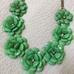 Green Flower Statement Necklace J Crew style
